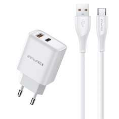 Awei PD81T-EU 22,5 W, bela, polnilni adapter z USB-C kablom