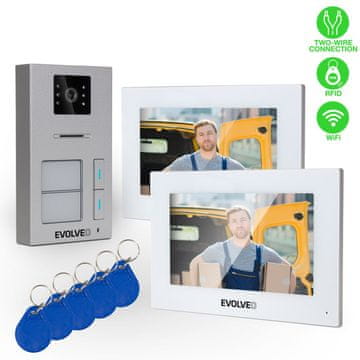 Evolveo DoorPhone AP2-2 žični videotelefon za dve stanovanji z aplikacijo, bel