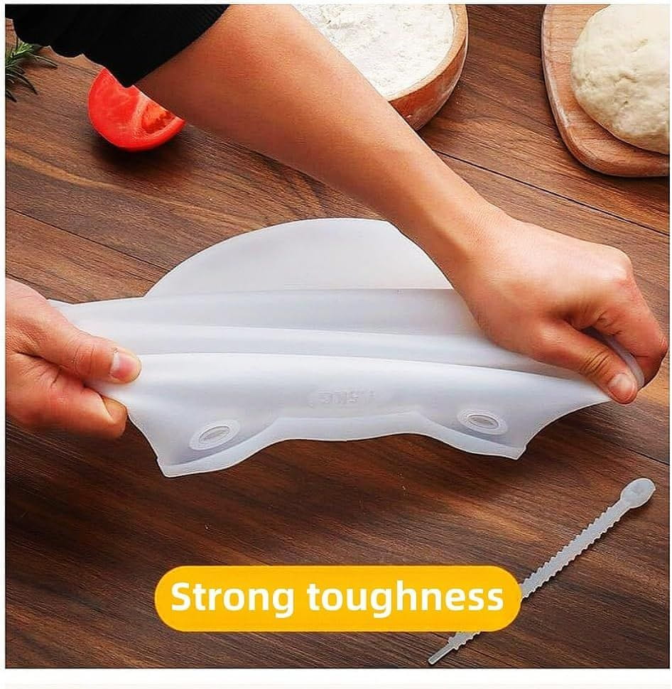 Netscroll Silikonska vrečka za gnetenje testa, večnamensko orodje za pripravo kruha, piškotov, peciva, pice in tortilje, premium silikonski pripomoček za peko, za 1,5kg količine testa, DoughBag