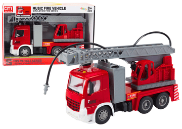slomart LEAN TOYS Gasilsko vozilo z dvižno roko, lučmi in zvoki