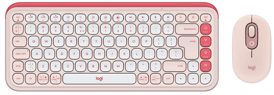 Logitech Logitech POP Icon Combo tipkovnica in miška, Bluetooth, roza, SLO g. (920-013142)