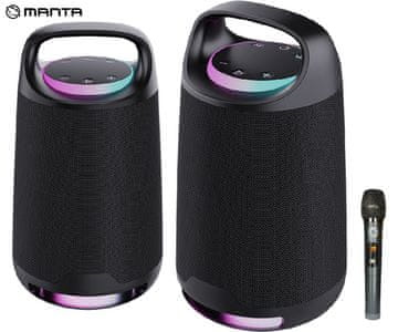 Manta SPK330B OTUS prenosni KARAOKE zvočnik, BT 5.3, 120W, TWS, baterija, RGB LED, + mikrofon, črn