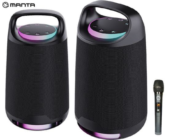Manta SPK330B OTUS prenosni KARAOKE zvočnik, BT 5.3, 120W, TWS, baterija, RGB LED, + mikrofon, črn