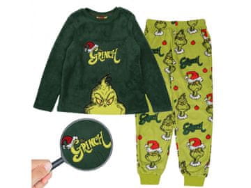 sarcia.eu The Grinch Zelena otroška pižama iz flisa, topla, z dolgimi rokavi, praznična