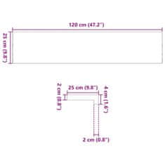 Vidaxl Podloge za stopnice 2 kosa 120x25x2 cm trdna hrastovina