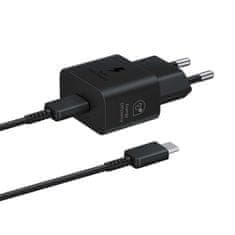 Samsung Samsung GaN 25W SFC omrežni polnilnik z USB-C kablom, črn