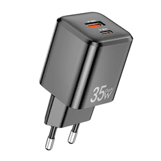 Awei PD-66-EU 35W, GaN, črn, Hitri polnilnik 
