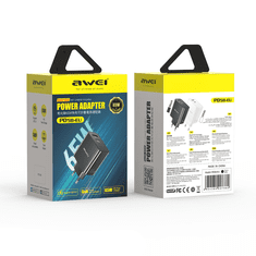 Awei PD58-EU, GaN, 65 W, Hitri polnilni adapter
