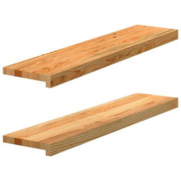 Vidaxl Okenske police 2 kosa svetlo rjava 90x20x2 cm trdna hrastovina