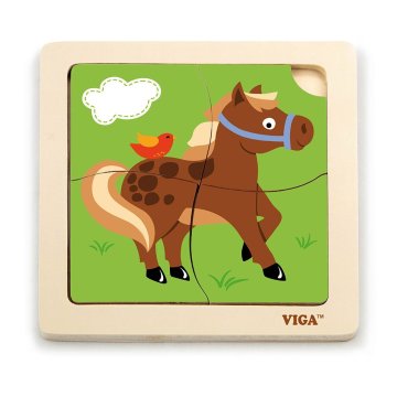 Viga Toys Lesena sestavljanka za otroke Viga 4 kosi Konj