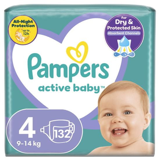 Pampers plenice Active Baby Mega Pack Velikost 4, 132 kosov, 9-14 kg