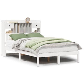 Vidaxl Posteljni okvir brez vzmetnice bela 135x190 cm trdna borovina