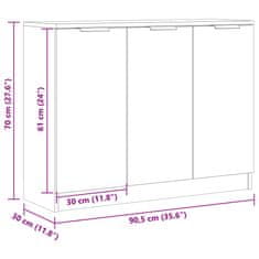 Vidaxl Komoda artisan hrast 90,5x30x70 cm inženirski les