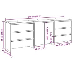 Vidaxl 3 kosi Sideboard Artisan Oak Engineered Wood