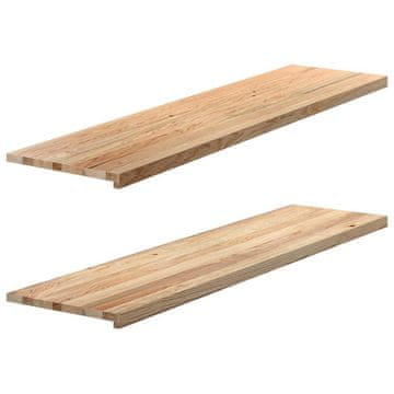 Vidaxl Okenske police 2 kosa neobdelana 160x40x2 cm trdna hrastovina