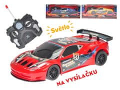 R/C športni avtomobil 23 cm s polno funkcionalnostjo na baterije s 27 MHz lučjo - mešanica barv (rdeča, modra, oranžna)