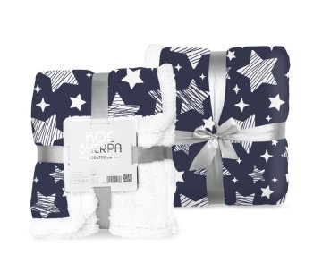 Faro Fleecesova odeja z jagnječjimi zvezdicami modra Poliester, 150/200 cm