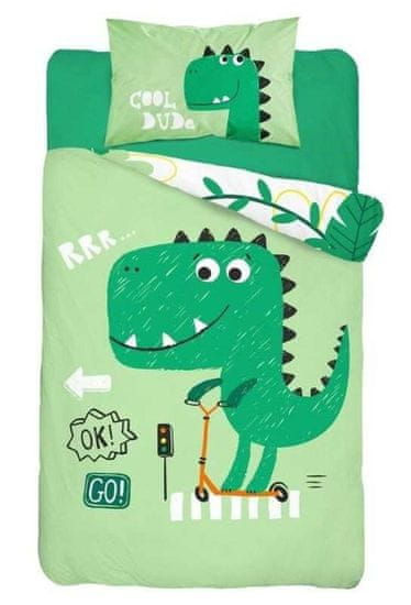 Detexpol Bambusovo posteljno perilo Dino green Bombaž, bambus, 100/135, 40/60 cm