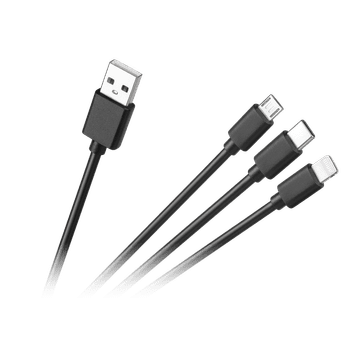 shumee 3-v-1 USB kabel microUSB USB-C TYPE-C Lightning kabel iPhone 1,2 m