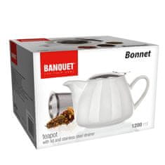 Banquet Čajnik s pokrovom iz nerjavečega jekla in cedilom BONNET 1,2 l, bel, OK