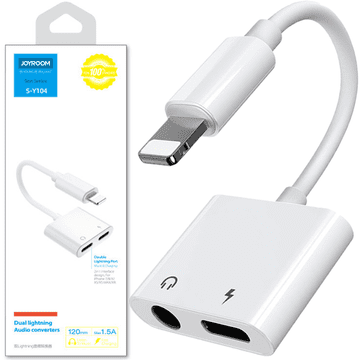 Joyroom JOYROOM ADAPTER RAZDELILNIK ZA SLUŠALKE LIGHTNING - LIGHTNING / 3,5 MM MINI JACK BEL (S-Y104)