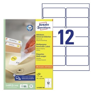 Avery Zweckform Etikete zweckform l4743rev 99,1x42,3mm odstranljive 1/100