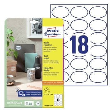 Avery Zweckform Etikete zweckform l6024rev 63,5x42,3mm 1/25 ovalne