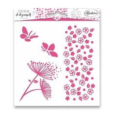 Aladine Plastična šablona - Pochoir Textile - Rože - 15 x 15 cm