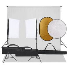 Vidaxl Komplet za foto studio z lučmi, ozadjem in odbojnikom