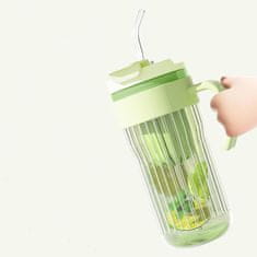 LIVEFY skodelica s slamico Ribbed 550ml, zelena