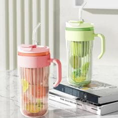 LIVEFY skodelica s slamico Ribbed 550ml, zelena