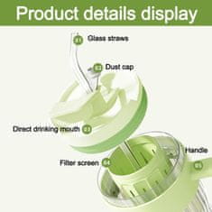LIVEFY skodelica s slamico Ribbed 550ml, zelena
