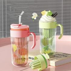 LIVEFY skodelica s slamico Ribbed 550ml, zelena