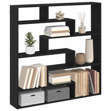 shumee vidaXL Stenska kockasta polica 7 predelki črn inž. les