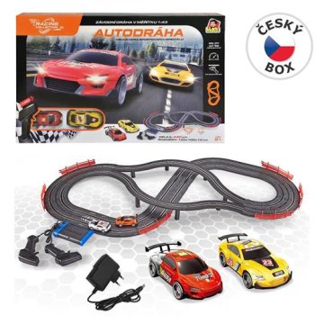 OEM Igrača MaDe Autodrome, 2 avtomobila, 2 voznika, z EU adapterjem, dolžina proge 440 cm, 120 x 100 x 12 cm