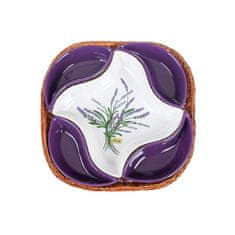 Banquet Komplet skodelic 5 kosov 28x28cm LAVENDER, v košarici, keramika/pletivo
