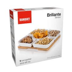 Banquet Komplet sklede 6 kosov (5 skled, 1 pladenj) 24,5x24,5x4,5cm porcelan/bambus BRILLANTE