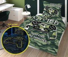 Detexpol Vključeno platno Gamer Army luminous Cotton, 140/200, 70/80 cm