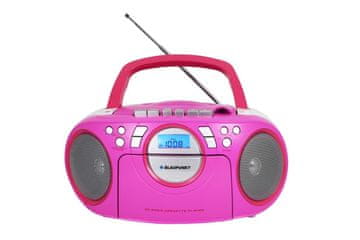 Blaupunkt Prenosni CD/MP3 predvajalnik Blaupunkt BB16PK v roza barvi, z USB predvajanjem, AUX vhodom in 40 prednastavljenimi radijskimi postajami.