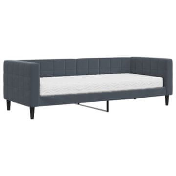 Vidaxl Dnevna postelja z vzmetnico temno siva 80x200 cm žamet
