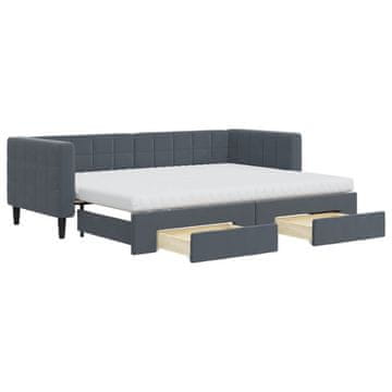 Vidaxl Izvlečna dnevna postelja s predali temno siva 80x200 cm žamet