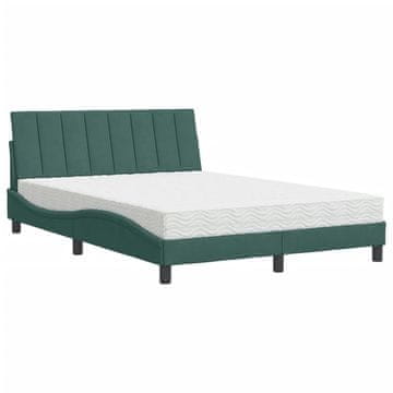 Vidaxl Postelja z vzmetnico Hanko temno zelena 140x190 cm žamet