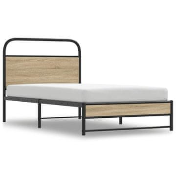Vidaxl Posteljni okvir brez vzmetnice 100x200 cm dim. hrast inž. les