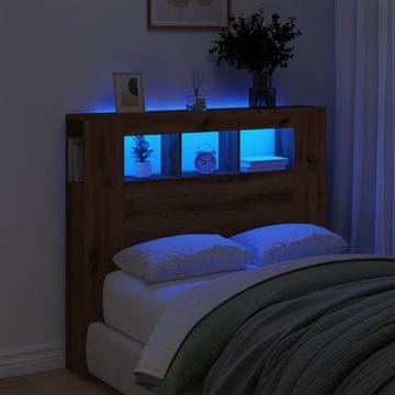 Vidaxl vidaXL Obrtniško hrastovo vzglavje z LED 120x18,5x103,5 cm