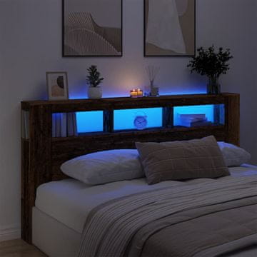 Vidaxl vidaXL Vzglavje postelje iz antičnega lesa z LED 200x18,5x103,5 cm