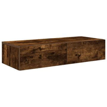 Vidaxl Stenska polica s predali dimljen hrast 80x33x17 cm inž. les