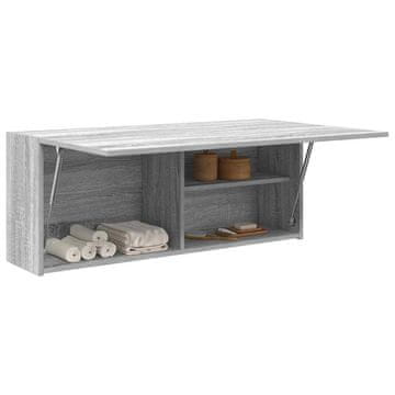 Vidaxl vidaXL Stenska kopalniška omarica, siva, sonoma hrast, 100x25x40 cm