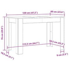 Vidaxl Jedilna miza bela 120x60x76 cm iverna plošča