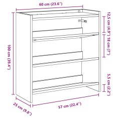 Vidaxl Regal za čevlje siva sonoma 60x25x62 cm inženirski les