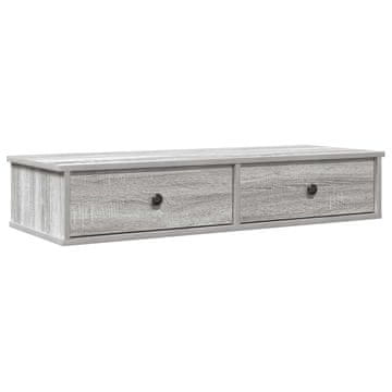 Vidaxl Stenska polica s predali siva sonoma 100x37,5x19 cm inž. les